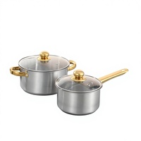 Marmite de restauration en acier inoxydable avec couvercle en verre, trou de vapeur, compatible tous feux y compris induction, base triple diffuseur, passe au four et au lave-vaisselle