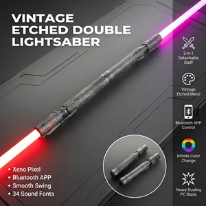 <span class=keywords><strong>Sabre</strong></span> <span class=keywords><strong>laser</strong></span> vintage gravé à double tête 2 en 1, en métal, avec changement de couleur RGB, mouvement fluide, Xeno Pixel, épée <span class=keywords><strong>laser</strong></span> lourde pour duels - Product Image 1