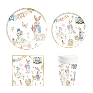 Juego de Vajilla DAMAI para Pascua, Platos de Papel Coloridos con Dibujos Animados, Platos Desechables para Fiestas, Vasos y Servilletas - Product Image 2