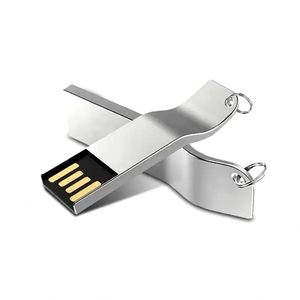 Memoria USB 2.0 de Metal Curvada y Ondulada con Anillo de Sujeción, Logotipo Personalizado Grabado con Láser, Pendrive Portátil Promocional - Product Image 2