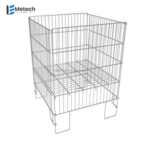 Panier d'affichage pliable de solution de stockage de détail de poubelle en fil métallique