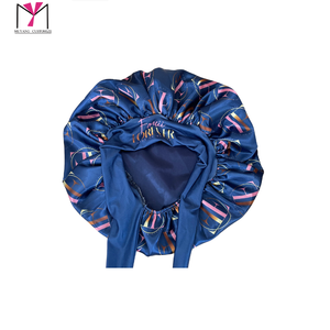 MUTANG CUSTOMIZE Satin Bonnet Blue Printed Logo Fashion Headwear for Women Daily Use Four Seasons 54-56CM - Product Image 6