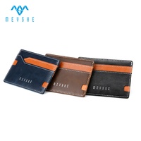 Hochwertiger PU-Leder RFID-blockierender Schlanker Kreditkarten-Geldclip mit Lasergravur Anpassbares Design Dunkelblau Modischer Stil