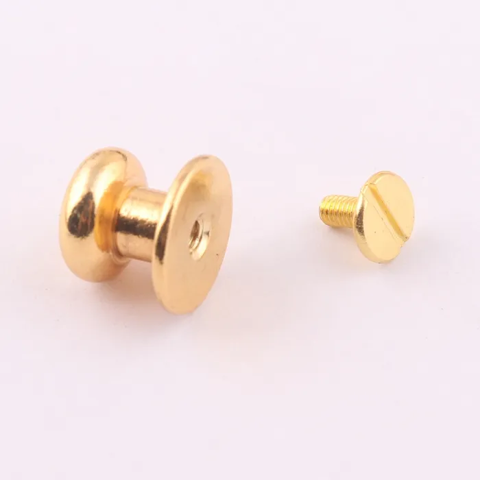 12mm gold solid brass screw back button stud Chicago screw stud rivet