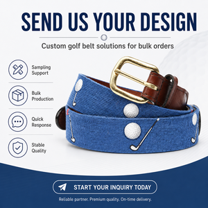 <span class=keywords><strong>Ceinture</strong></span> de golf à point d'aiguille pour hommes en cuir pleine fleur pour femmes avec boucle en laiton massif. - Product Image 6