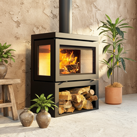 Poêle à bois de style classique européen, foyer autoportant d'intérieur, chauffage à flamme réelle pour la décoration de la maison