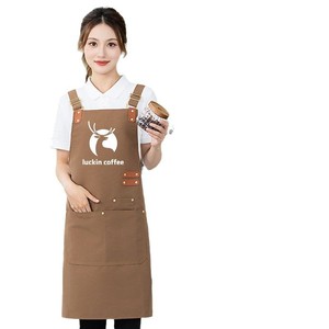 Tablier imperméable en toile avec sangle réglable et poches pour le personnel des salons de thé et de café - Product Image 4