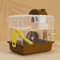 Kandang Hamster, Kandang Gerbil 2 Tingkat Luas dengan Roda Latihan, Rumah, Perosotan, Habitat Hewan Kecil Portabel untuk Hamster Suriah