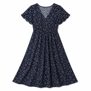 Robe midi en viscose imprimée pour femmes, été, décontractée, motif floral, design personnalisé, marque privée, tissée, OEM ODM Bangladesh - Product Image 3
