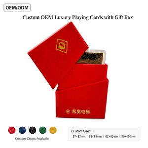 Cartes à jouer en papier de luxe OEM personnalisées - Coffret de 2 jeux de cartes de poker écologiques et durables avec boîte estampillée à chaud dorée, couleurs et tailles personnalisées - Product Image 1