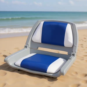 Chaise de plage pliable bleue et blanche avec dossier et coussin, 16,1x20,1x18,9 pouces, mobilier d'extérieur - Product Image 2