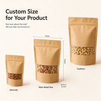 Sachets d'emballage en papier kraft pour noix, pochettes personnalisées à fond plat avec fenêtre transparente pour amandes, noix de cajou, snacks, vente en gros pour marques