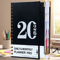 Usine personnalisé nouveau 2026 toute l'année édition de luxe en cuir PU A5 tissu quotidien/mensuel/calendrier annuel planificateur cahier Logo