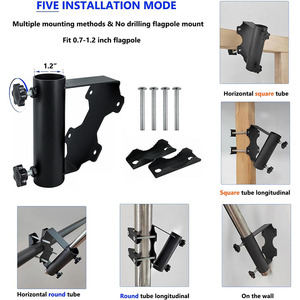 Jh-mech gió kháng 2 cách cài đặt có thể điều chỉnh cờ cực gắn khung cho ngang dọc ban công lan can - Product Image 3