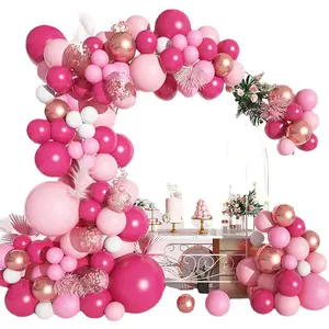 Pink Balloon Garland Arch Kit for Girls Birthday Party Red Lips and Lipstick Foil Balloons for Makeup Valentines Wedding
