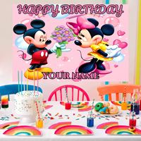 Articles de fête promotionnels, bannière Mickey Mouse, toile de fond pour les décorations d'anniversaire des enfants