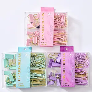 4-In-1 Size Long Tail Clip Paper Clip Office Stationery Combination Macaron Color Ticket Clip Paper Set