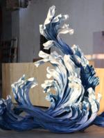 Sculpture géante personnalisée Vague Bleue, Décoration abstraite Océan pour Mariage, Événement, Centre Commercial, Exposition