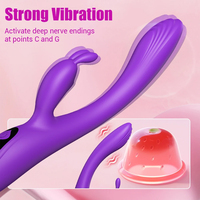 Vibromasseur Étanche Long et Épais en Forme de Lapin, Jouet Sexuel Courbé Vibrant avec Poignée, Stimulation des Mamelons et du Clitoris avec Écran LCD