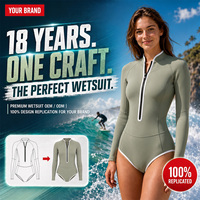 Traje de Neopreno Personalizado para Mujer, 2mm, con Cierre Frontal, Corte Alto, Manga Larga, para Natación, SUP y Surf