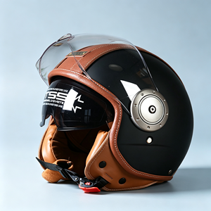 <span class=keywords><strong>Casco</strong></span> de Motocicleta Retro <span class=keywords><strong>Vintage</strong></span> 3/4 Abierto, Carcasa de ABS, Visera Doble Antivaho, Lente HD, Acolchado EPS, Forro de Gamuza, Estilo Cafe Racer - Product Image 2