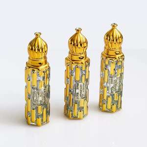 En stock, flacon de parfum en verre à bille de style moyen-oriental, plaqué or, 0,2 oz, 0,4 oz, flacons à bille en verre vides - Product Image 3