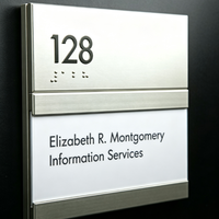 Letrero de Puerta de Oficina con Braille, Cumple con ADA, Placa Personalizada con Número de Habitación y Nombre para Hotel o Edificio Comercial