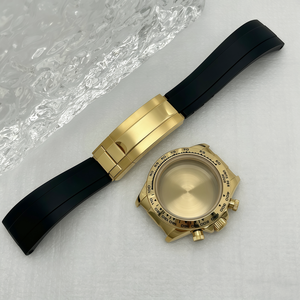 Boîtier de montre multifonction en acier inoxydable, or rose, 39mm, saphir, bracelet en caoutchouc, boucle réglable pour mouvement VK63A, 29.5mm - Product Image 5