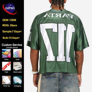 เสื้อเชิ้ตผ้าซาตินตาข่ายสไตล์วินเทจสำหรับผู้ชาย QZFSO ทรงโอเวอร์ไซส์ ไหล่ตก คอวี สปอร์ต สตรีทแวร์ แท้ๆ สไตล์บล็อกคอร์ เสื้อฟุตบอล - Product Image 2