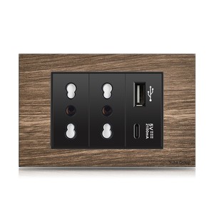 Interruptor de presión ligero portátil de madera, estándar italiano, con enchufe USB-C para exportación a la UE, estándar 118. - Product Image 6