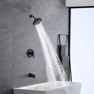 Ready To Ship Concealed Gold Tub And Shower Faucet Set With Bathtub Spout And 5-Spray Shower Head