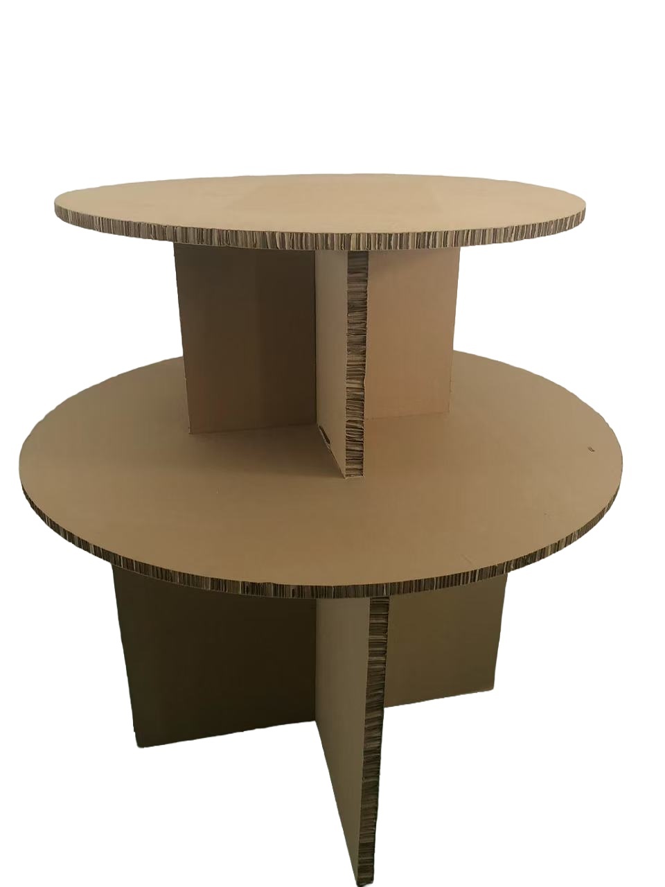 Detachable Cardboard Advertising Wine Display Stand 2 Tier Round 200kg Weight Capacity Floor Stand Shelf Customized Color & Logo — view 2