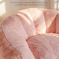 Grande chaise en forme de coquille en fausse fourrure rose sans remplissage Canapé pouf surdimensionné