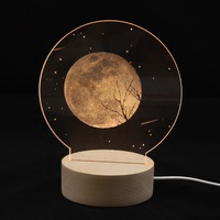 Lampe LED avec support en bois, 16 w, lampe de Table en acrylique avec gravure au Laser, veilleuse d'humeur, idéal pour la chambre de bébé