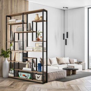 Étagère à livres à 7 niveaux, bibliothèque haute, étagère de présentation, rangement avec étagères ouvertes, noire, pour salon, chambre, bureau à domicile, style rustique - Product Image 3
