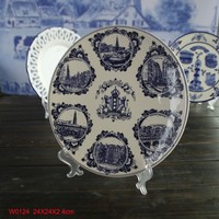 Assiette en porcelaine bleue de Delft vintage 1975 - Royal Delft - avec décoration peinte à la main - Moulin à vent