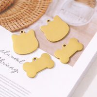Pendentif vierge en acier inoxydable pour animaux de compagnie, forme chat et os, à graver, pendentif personnalisé pour chien, breloque de bijoux DIY