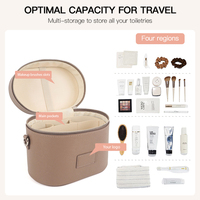 Étui à maquillage personnalisé en cuir véritable de haute qualité, motif galet, double fermeture éclair, style ovale, organisateur de cosmétiques pour femmes