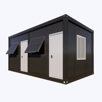 Maison conteneur préfabriquée à deux étages en acier noir à faible coût, unités de 20/40 pieds, isolée thermiquement et étanche, garage habitable