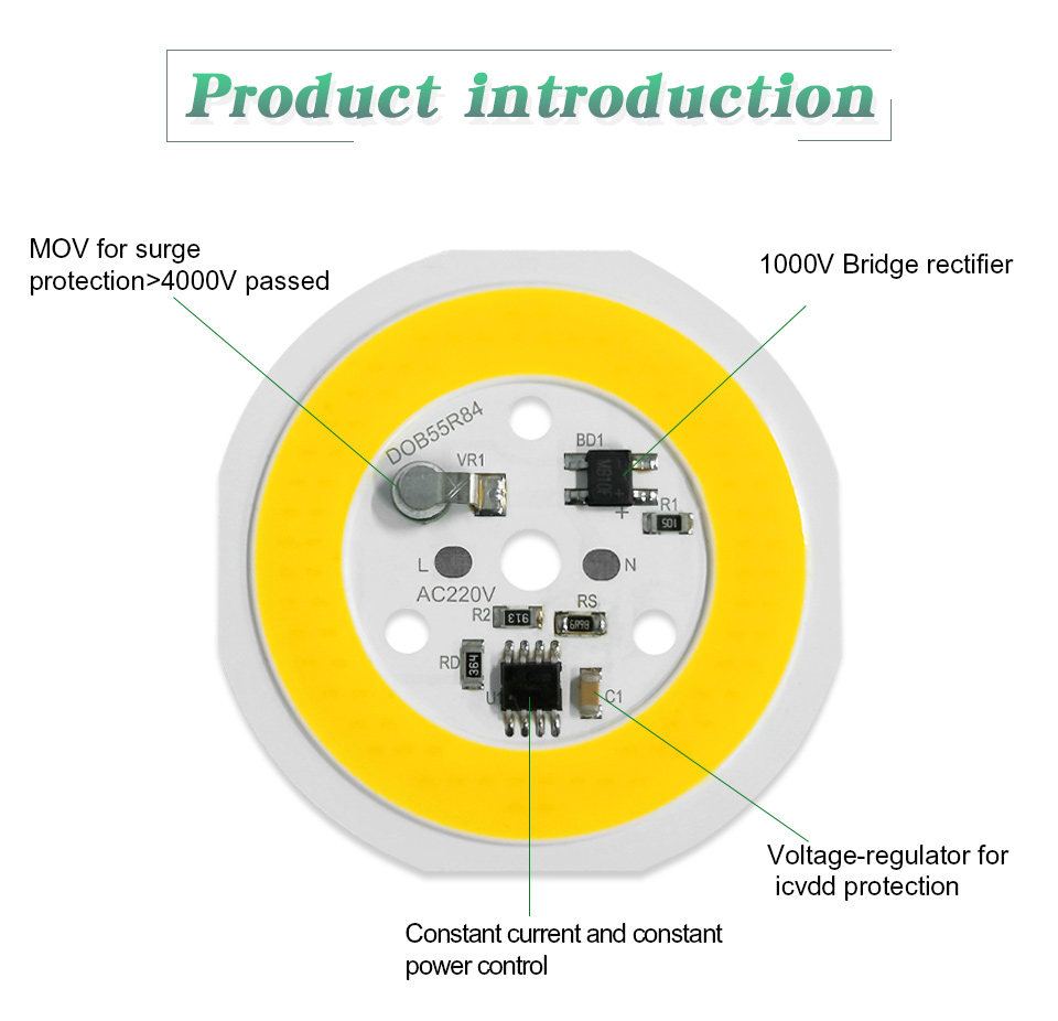 15w 220v Ac Cob Led Raw Material Driverless Led Chip For E27 A60 A70 A80
