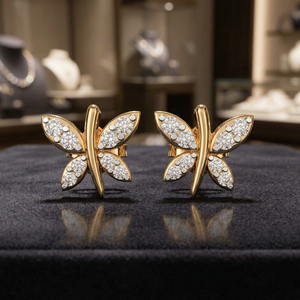 Pendientes de Diamantes Cultivados en Laboratorio con Forma de Mariposa, Chapados en Oro de 18K, con Engaste de Garras, Joyería para Mujer, para Regalo de Boda o Fiesta - Product Image 3