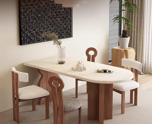 <span class=keywords><strong>Table</strong></span> en bois de dalle de roche ancienne de style français salon <span class=keywords><strong>cuisine</strong></span> contre le <span class=keywords><strong>mur</strong></span> <span class=keywords><strong>table</strong></span> à manger ovale en bois massif - Product Image 4