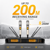 SKM9000 Système de Microphone Sans Fil Professionnel UHF 2 Canaux avec 2 Micros Dynamiques Portatifs pour Performance DJ Karaoké