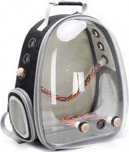 Free Sample Bird Travel Backpack Carrier <b>Cage</b> for Small to Medium Size Bird Parakeet <b>Budgies</b> Cockatiel Space Capsule Clear - Product Image 1