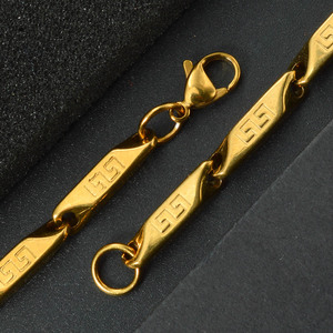 Stile Hip Hop neutro in acciaio inox incolore collana donna catena bracciale collana <span class=keywords><strong>Set</strong></span> 18k placcato oro gioielli all'ingrosso - Product Image 4
