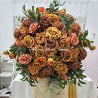 Boule de fleurs artificielles en soie orange-brun personnalisable, centre de table de fleurs de qualité supérieure pour la décoration de table de mariage