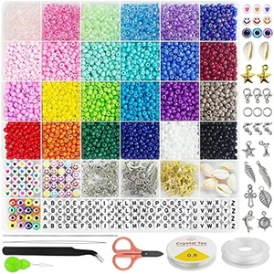 ลูกปัดแก้วอะคริลิกรูปทรงกลมขายดี ชุดทำเครื่องประดับ DIY สำหรับเด็ก สร้อยข้อมือยิ้มแย้ม - Product Image 6
