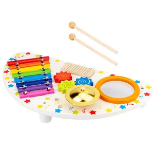 Children Educational Wooden Percussion Instruments Toys Music station toy Wooden Multi-functional Music Instrument Table Toys