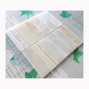 Azulejo de mosaico de ónix blanco, decoración de pared, chapa de mosaico de Jade blanco de Afganistán, mármol Natural, piedra translúcida, arte de baño, tira larga - Product Image 4
