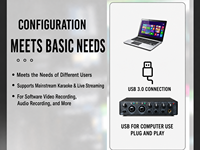 Interfaz de Audio USB con Alimentación Phantom de 48V, Tarjeta de Sonido para Grabación, Podcast y Streaming, Compatible con PC y Mac